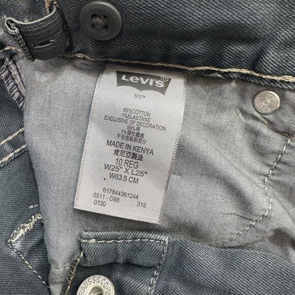 Levi's 511 Jeans Boys 10 Reg (25x25) Gray Slim Fit Adjustable Waist Tapered Leg - Picture 7 of 13